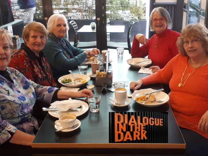 Lunch after a great outing to "Dialogue in the Dark" - a sensory journey set in total darkness.  It was an incredible experience where we stepped out of our comfort zone and took on the challenges of a bustling, simulated Melbourne in the dark.