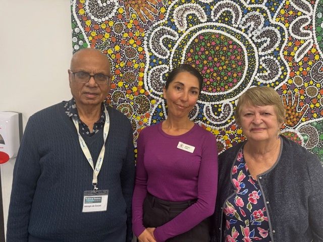 Acting President Adolph de Sousa, Jasmyn Hutin, Communications and Marketing Manager, Orana House and member Judith Bartlett