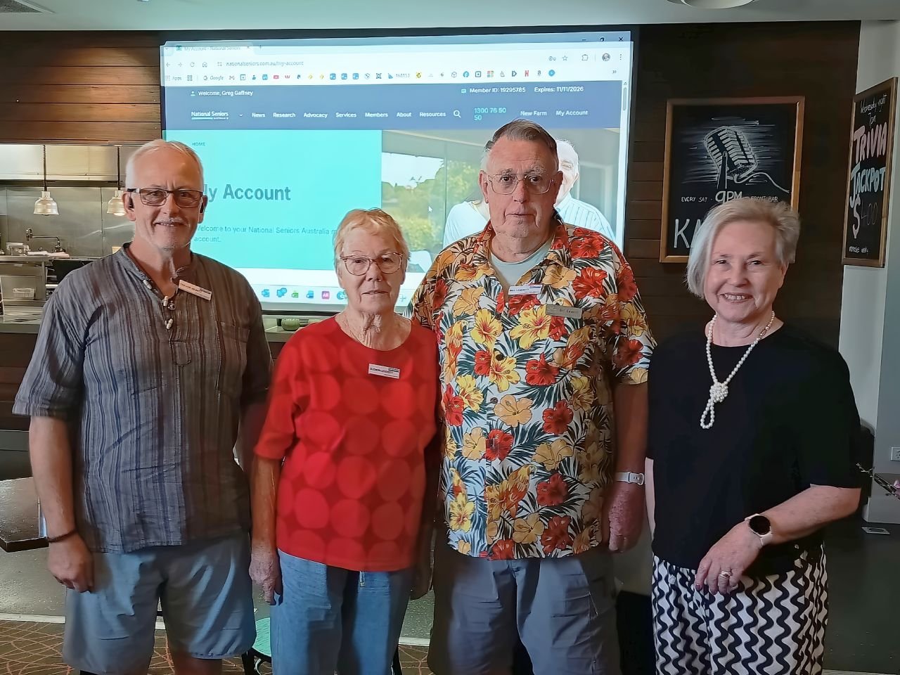 November 2025.
President Anne welcoming new members: Trevor Hewitt and Elenor & Bill Leveritt at our General Meeting. We hope to see you often!