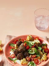 Pistachio lamb meatballs with feta sauce