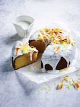 Lemon and coconut cake with lemon glaze