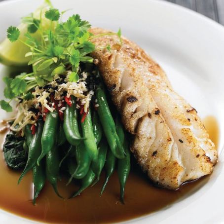 Ginger Sesame Beans with White Fish 